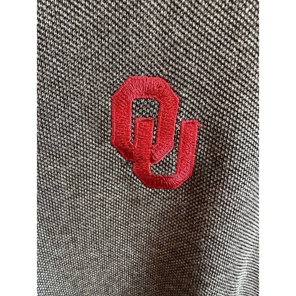 Cutter & Buck Oklahoma Sooners Heather Black Short Sleeve Polo Shirt Size M - Picture 2 of 6